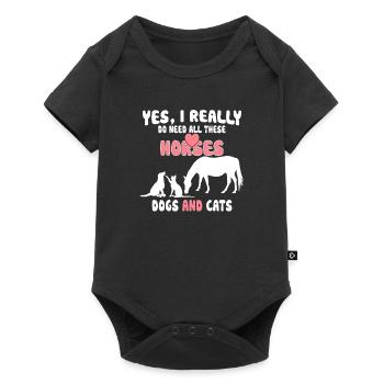 Horses Dogs And Cats - Baby Premium short-sleeve bodysuit - black - Front