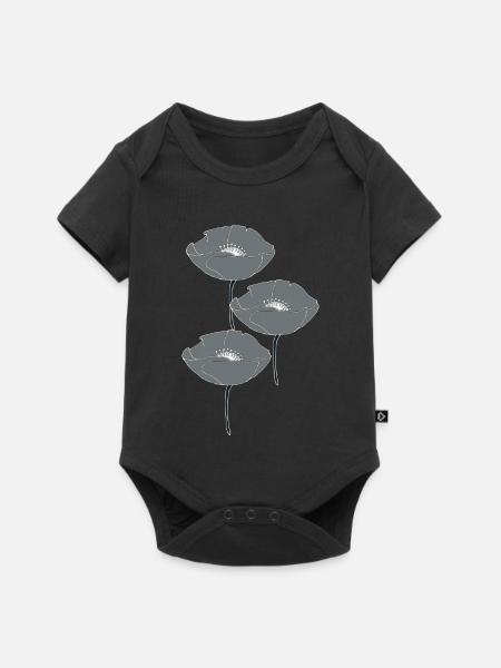 mohnblumen grau - Baby Premium Kurzarmbody - Schwarz