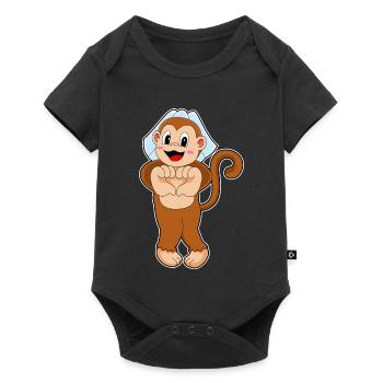 Mariage au voile de mariée singe - Body à manches courtes Premium Bébé - noir - Devant