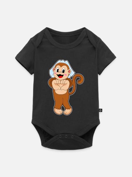 Affe Braut Schleier Hochzeit - Baby Premium Kurzarmbody - Schwarz