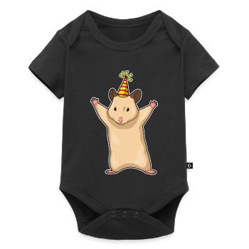 Chapeau de fête d’anniversaire de hamster - Body à manches courtes Premium Bébé - noir - Devant