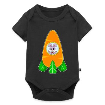 Rabbit Spaceship Space - Baby Premium short-sleeve bodysuit - black - Front