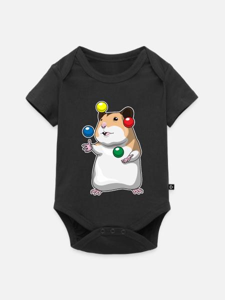 Hamster Jongleur Jonglieren - Baby Premium Kurzarmbody - Schwarz
