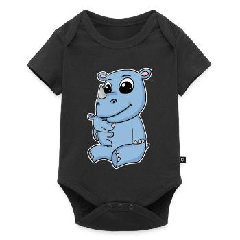Rhinoceros Family - Rhinoceros with Baby - Rhinoceros Motif - Baby Premium short-sleeve bodysuit - black - Front