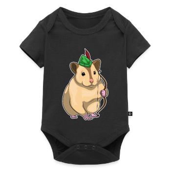 Hamster Bogenschütze Bogen - Baby Premium Kurzarmbody - Schwarz - Vorne