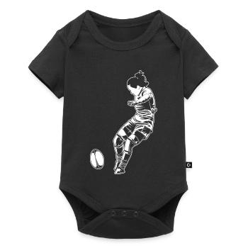 Joueuse de rugby filles - Body à manches courtes Premium Bébé - noir - Devant