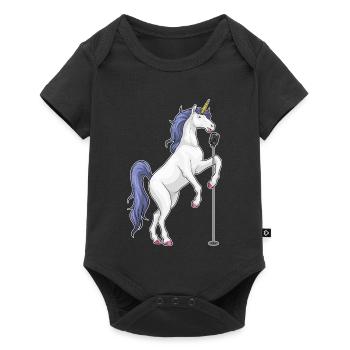 Chant du micro du chanteur licorne - Body à manches courtes Premium Bébé - noir - Devant