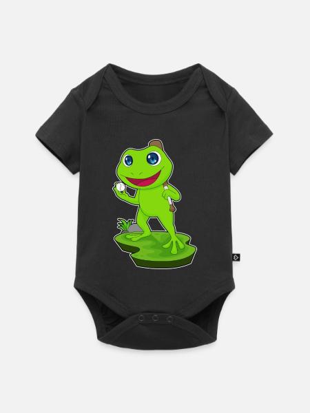 Frosch Baseball Baseballschläger Sport - Baby Premium Kurzarmbody - Schwarz