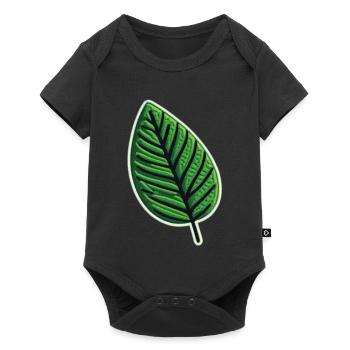 Grünes Blatt Patch - Baby Premium Kurzarmbody - Schwarz - Vorne