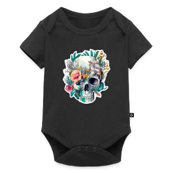 Human Skull & Flowers 28 - Baby Premium short-sleeve bodysuit - black - Front