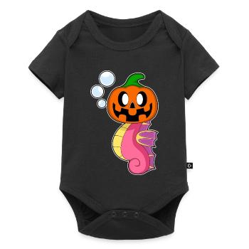Hippocampe Halloween citrouille - Body à manches courtes Premium Bébé - noir - Devant
