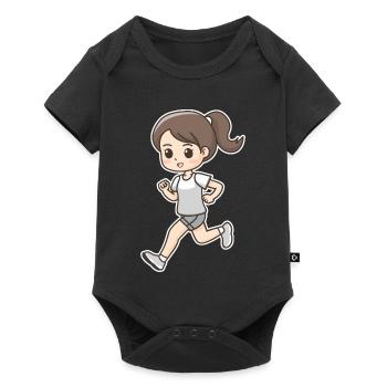 Läuferin Comic Look - Baby Premium Kurzarmbody - Schwarz - Vorne