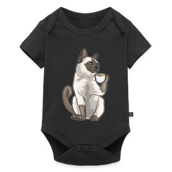 Tasse à café chat siamois - Body à manches courtes Premium Bébé - noir - Devant