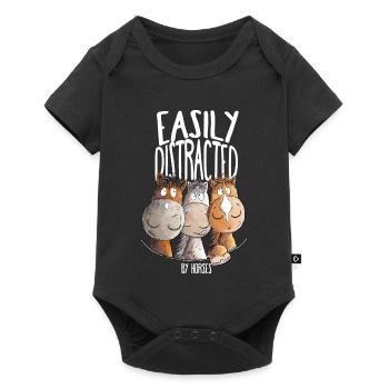 Horse Saying with Horse Motif Easily Distracted - Baby Premium short-sleeve bodysuit - black - Front