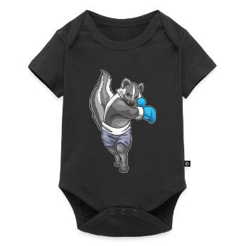 Stinktier Boxer Boxhandschuhe Boxen - Baby Premium Kurzarmbody - Schwarz - Vorne