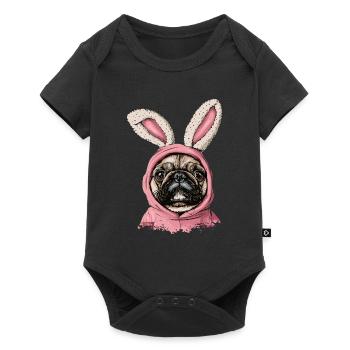 Bouledogue français en costume de lapin - Body à manches courtes Premium Bébé - noir - Devant