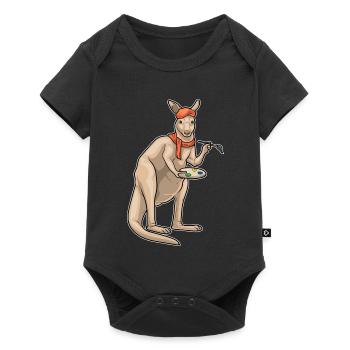 Känguru Maler Pinsel Malen - Baby Premium Kurzarmbody - Schwarz - Vorne