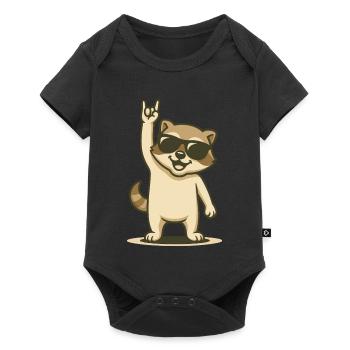 Rock'n'Raccoon Baby - Baby Premium short-sleeve bodysuit - black - Front