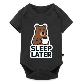 Bär Ruhiger Schlaf Später Illustration - Baby Premium Kurzarmbody - Schwarz - Vorne