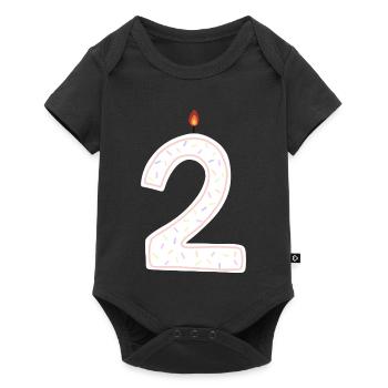 Bougie d’anniversaire numéro deux graphique - Body à manches courtes Premium Bébé - noir - Devant
