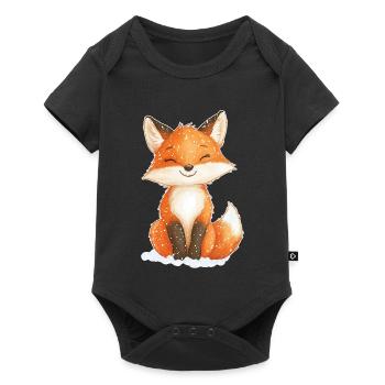 Fox winter motif - Baby Premium short-sleeve bodysuit - black - Front