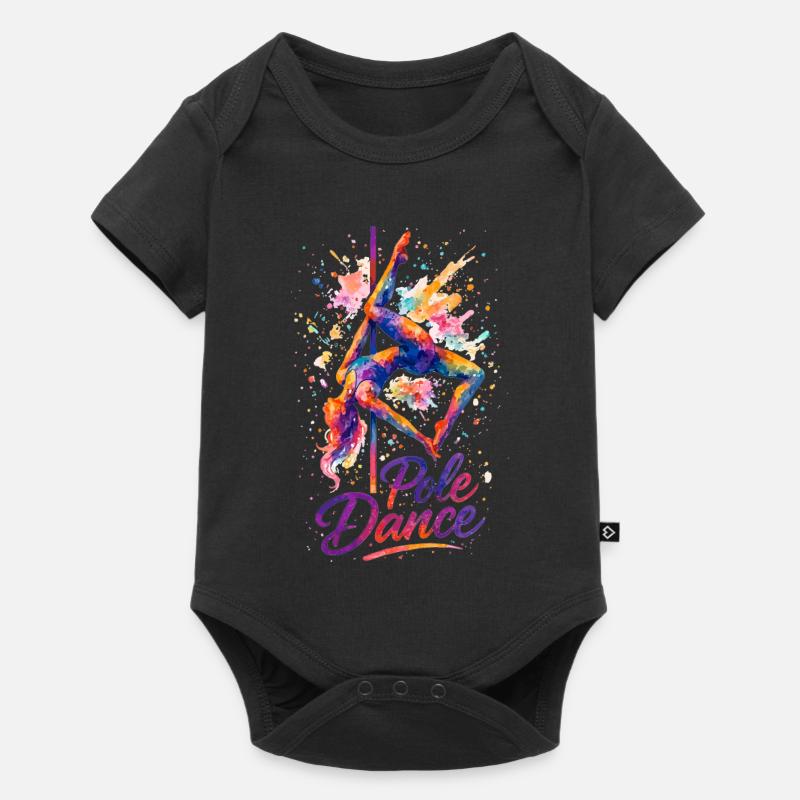 Pole Dance Poledancerin Aquarell bunt Geschenk - Baby Premium Kurzarmbody - Schwarz