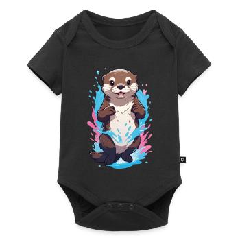 Mignon Ludique Loutre Splash Joy - Body à manches courtes Premium Bébé - noir - Devant