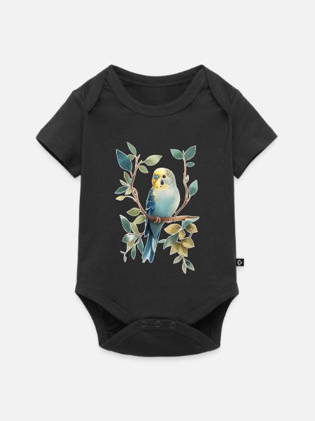 Wellensittich - Baby Premium Kurzarmbody - Schwarz