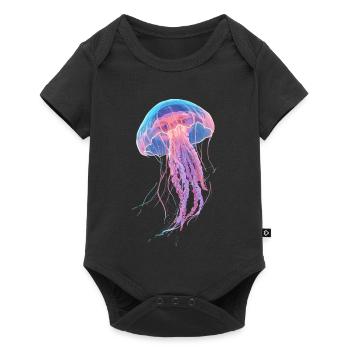 Rainbow Neon Jellyfish - Baby Premium short-sleeve bodysuit - black - Front