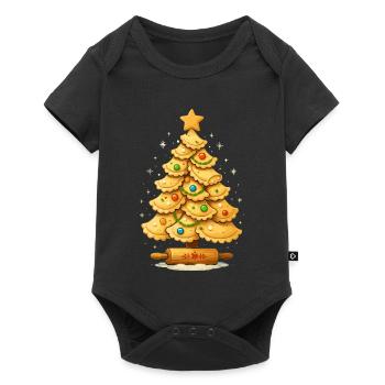 Sapin de Noël Pierogi Polonais de Noël - Body à manches courtes Premium Bébé - noir - Devant