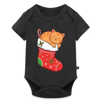Chat câlin en bottes festives - Body à manches courtes Premium Bébé - noir - Devant
