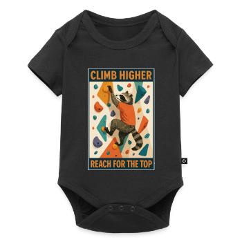 Bouldering raccoon climb higher motivation - Baby Premium short-sleeve bodysuit - black - Front