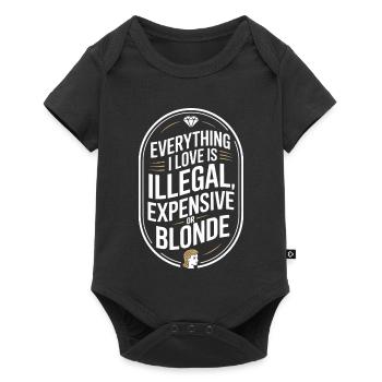 Everything I Love Illegal Expensive Blonde Männer - Baby Premium Kurzarmbody - Schwarz - Vorne