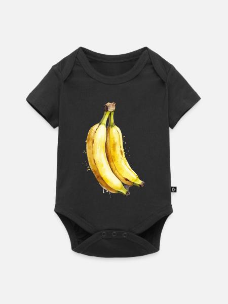 Banane Aquarell - Baby Premium Kurzarmbody - Schwarz