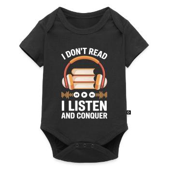 Amoureux des livres audio disant : Écoutez et conquérez - Body à manches courtes Premium Bébé - noir - Devant