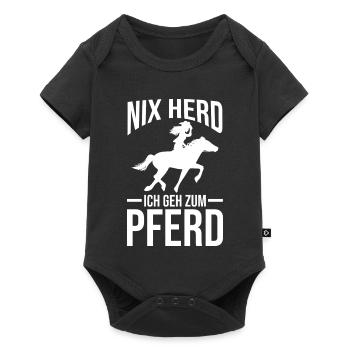 Reiten Pferdeliebhaber Reiterhof Pferde - Baby Premium Kurzarmbody - Schwarz - Vorne