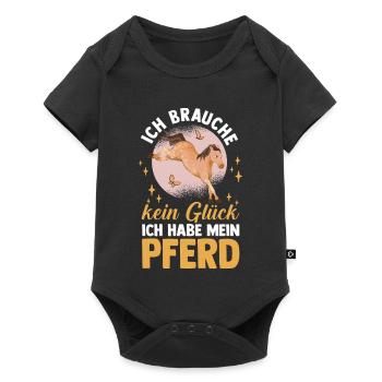 Reiten Pferdeliebhaber Reiterhof Pferde - Baby Premium Kurzarmbody - Schwarz - Vorne