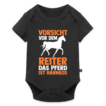 Reiten Pferdeliebhaber Reiterhof Pferde - Baby Premium Kurzarmbody - Schwarz - Vorne