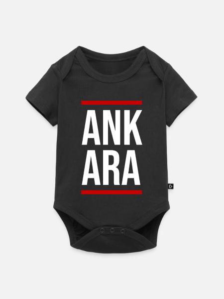 Ankara Fettblocktypografie - Baby Premium Kurzarmbody - Schwarz
