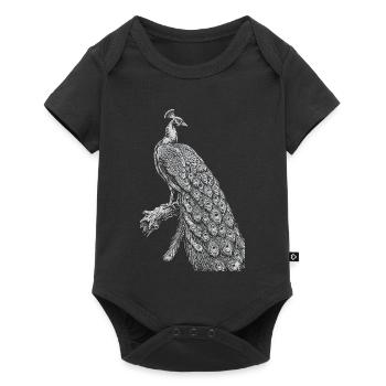 Peacock Lace on Black - Baby Premium short-sleeve bodysuit - black - Front
