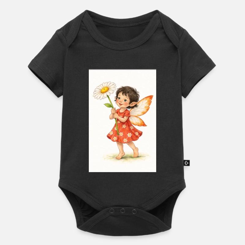 Fée Marguerite avec Fleur - Body à manches courtes Premium Bébé - noir