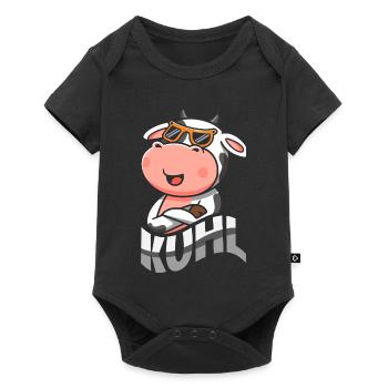 Cool cow with sunglasses cool funny animal - Baby Premium short-sleeve bodysuit - black - Front