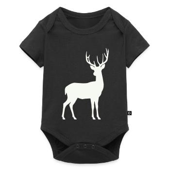 Silhouette de cerf au clair de lune - Body à manches courtes Premium Bébé - noir - Devant