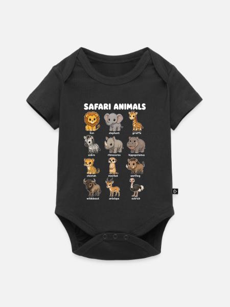  Safari-tier-niedliche - Baby Premium Kurzarmbody - Schwarz