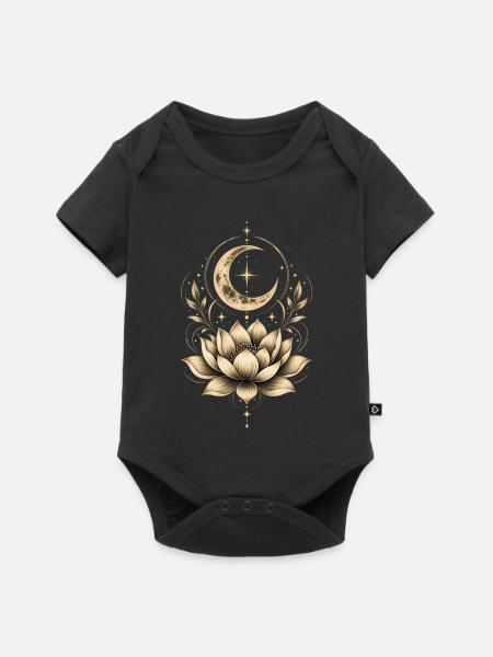 Lotusblume & Mond – Innere Ruhe und spirituelle Ba - Baby Premium Kurzarmbody - Schwarz