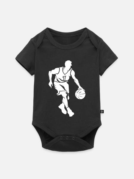 Basketballer Zeichnung - Baby Premium Kurzarmbody - Schwarz