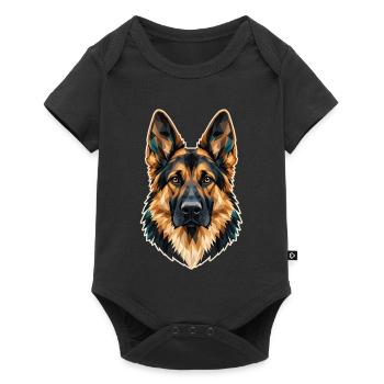 Schäferhund Porträt – Geometrisches Hunde Geschenk - Baby Premium Kurzarmbody - Schwarz - Vorne