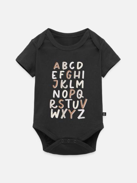 Alphabet Letters - Baby Premium Kurzarmbody - Schwarz