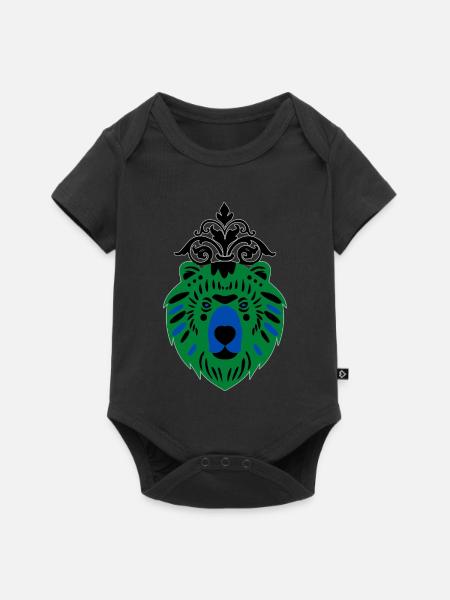 Bär in Grün-Blau - Baby Premium Kurzarmbody - Schwarz