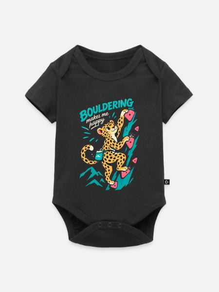 Bouldering Makes Me Happy Leopard Bouldern - Baby Premium Kurzarmbody - Schwarz